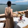 Greek Muse Temperament Sexy Tube Top Dress Women's Seaside Vacation Woven Rope Waist Slim Dress