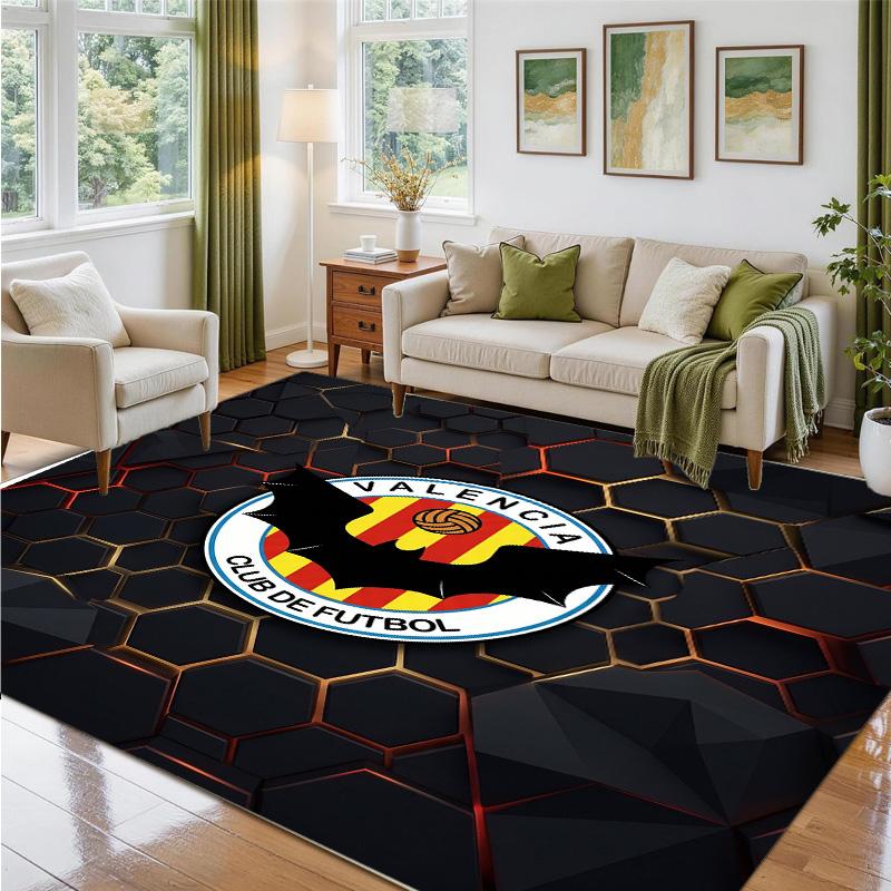 Valencia FC Design Crystal Velvet Rug Soft Decorative Mat for Bedroom Entrance