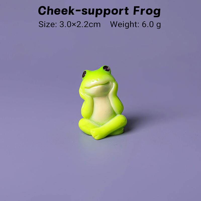 6 Pcs Cute Mini Resin Frog Figurine Set Various Relaxing Poses for Desktop Fairy Garden Home Decor