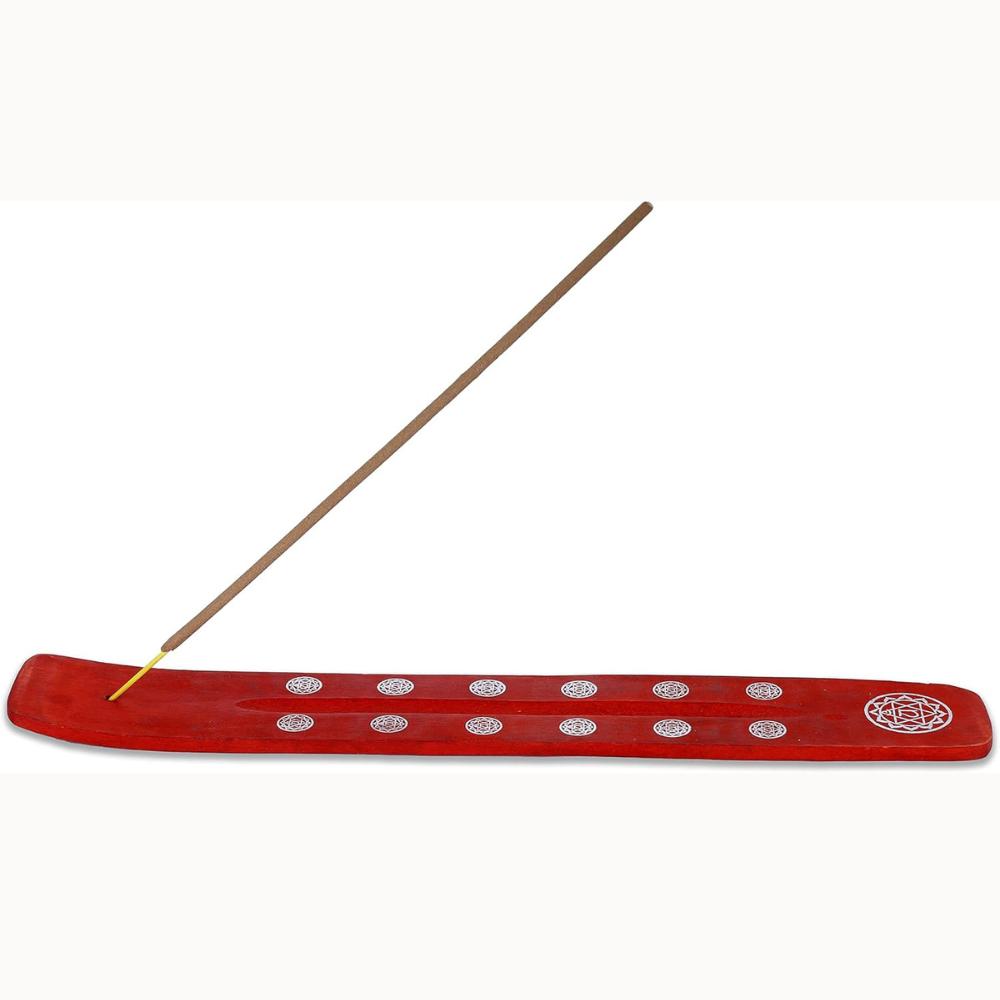 

Bless-International Традиционная-ручной-работы-курильница-деревянная-держатель-палочки-благовоний-подставка-уловитель-золы-для-ароматерапии-медитации-йоги (Ярко-красный) One Holder