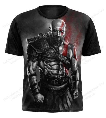 TV Game God of War 3D Printed T-shirt Summer Men's Fashion Round Neck Top Harajuku Street Short Sleeve Clothing
