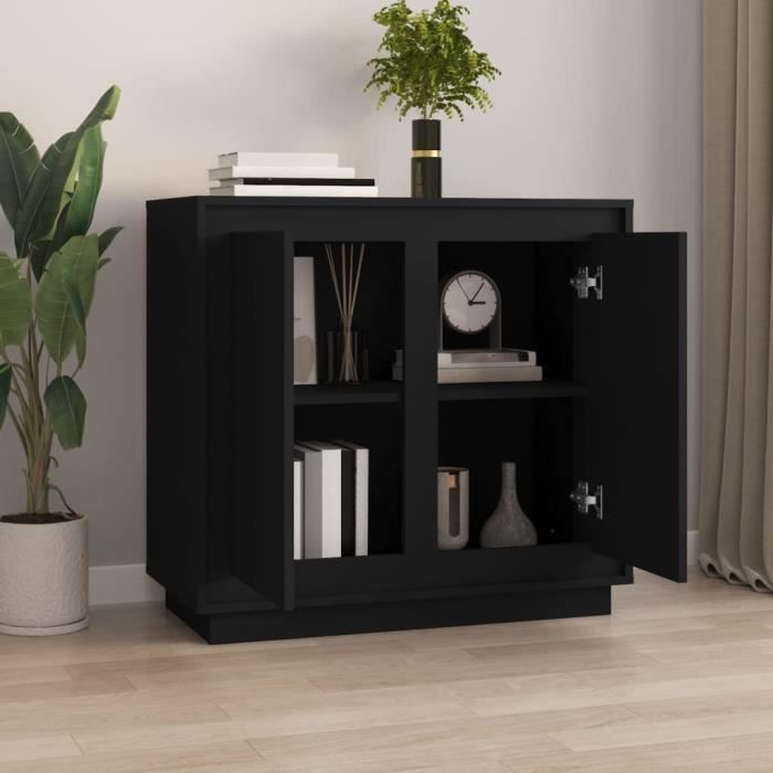 VidaXL Buffet noir 80x34x75 cm bois d'ingénierie 819885