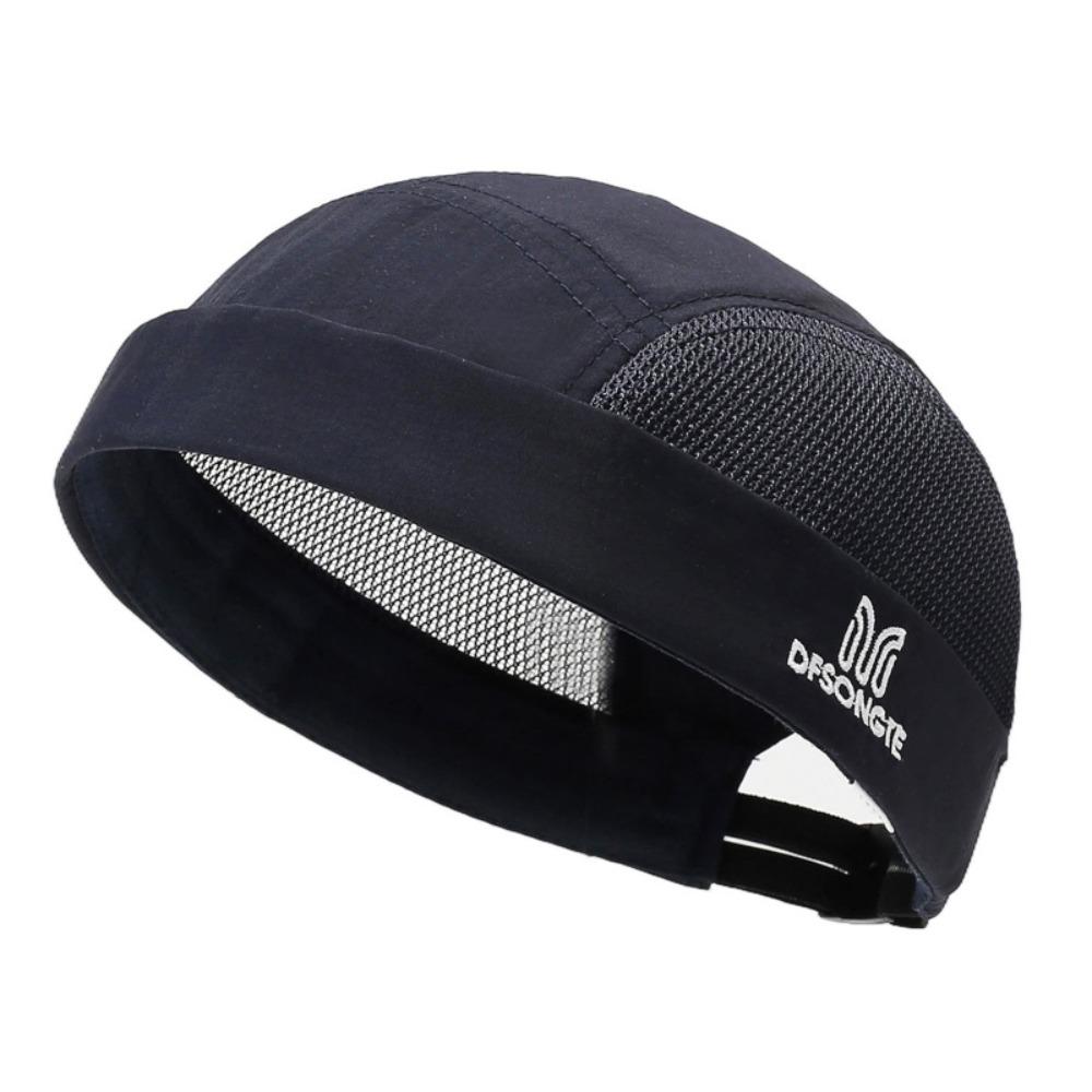 

Fashion Vintage Hip Hop Hat Street Style Adjustable Brimless Beanie Hat Breathable Solid Color Landlord Hat For Men Women темно-синього кольору