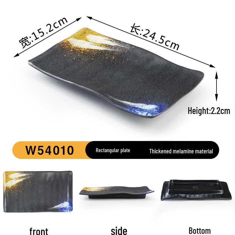 Japanese Retro Melamine Rectangular Plate for Hot Pot, Sushi, Yakiniku, and Barbecue
