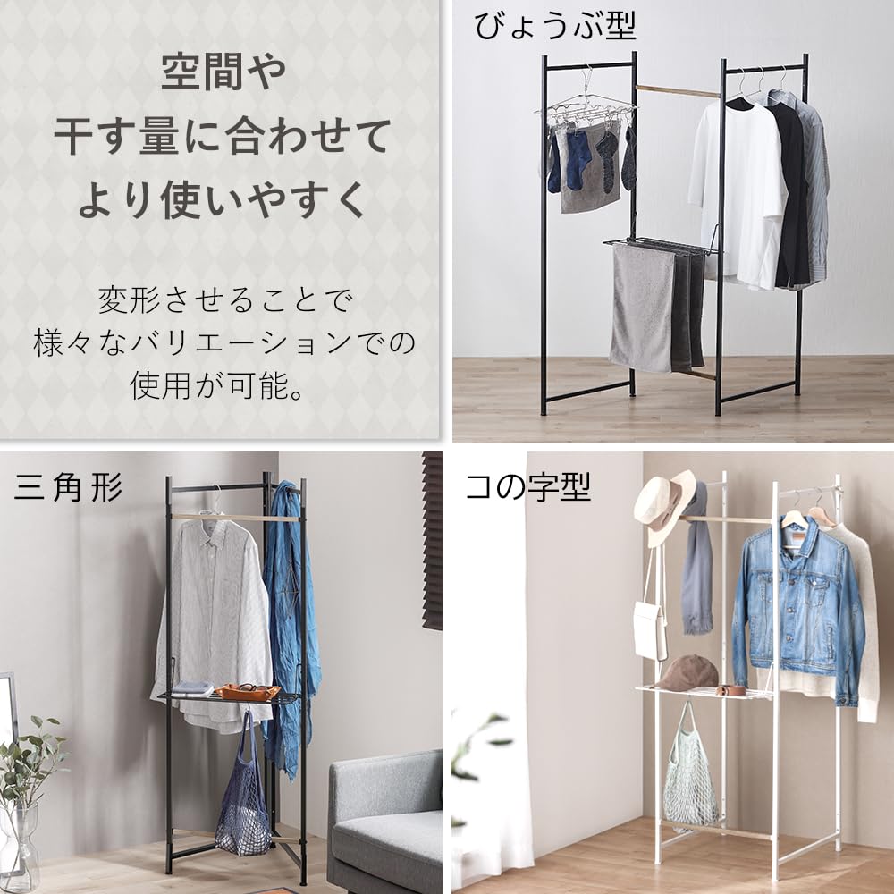 Iris Ohyama Vikbart Torkställ för Kläder, 3 Rader, Vit, 150 cm Brett x 24 cm Djup, Enkel Design, Omvandlingsbar Vikbar Skärmstil, Kompakt och