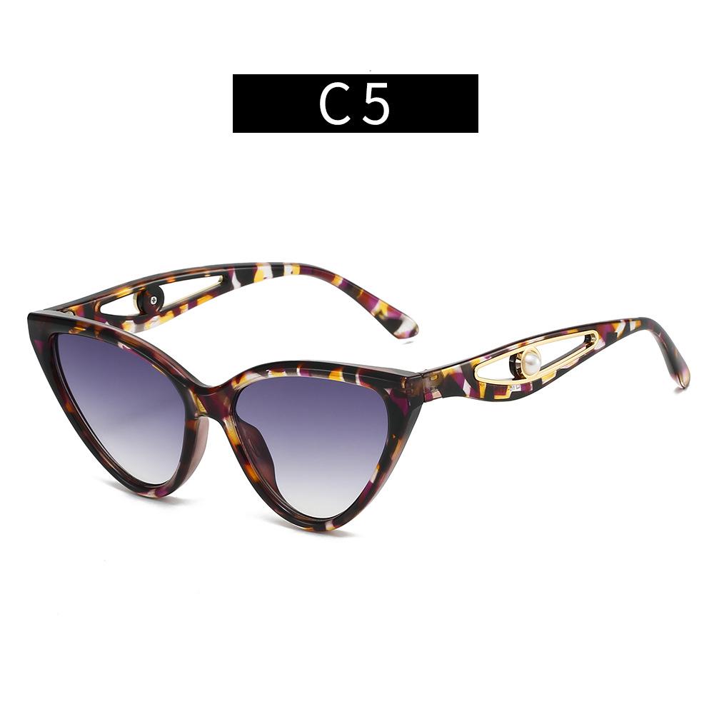 Vintage Pearl Cat-eye Sunglasses: European & American Style, Unisex Clear Lens Fashion Glasses