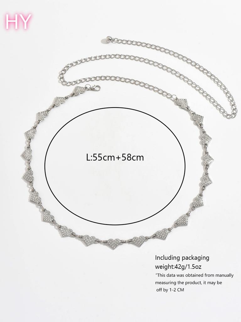 HY New Korean Women White Rhinestone Heart Beach Sexy Belt Waist Body Chain Versatile Dress Accessories