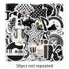 50-Piece Polka Dot Cartoon Graffiti Stickers - Waterproof Black & White Journal and Phone Case Decor