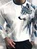 Men's T-shirt pattern lion pattern printing round neck brown 3D printing outdoor daily long sleeved printing clothing designer