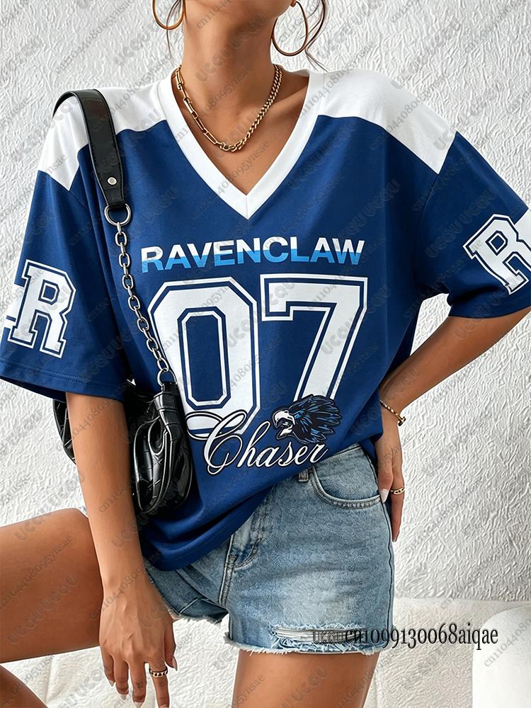 Summer Cartoon Harry Potter Print T-shirts For Women Casual Sports Football Jerseys Couple Street Tees Cosplay Clothing Y2K Tops