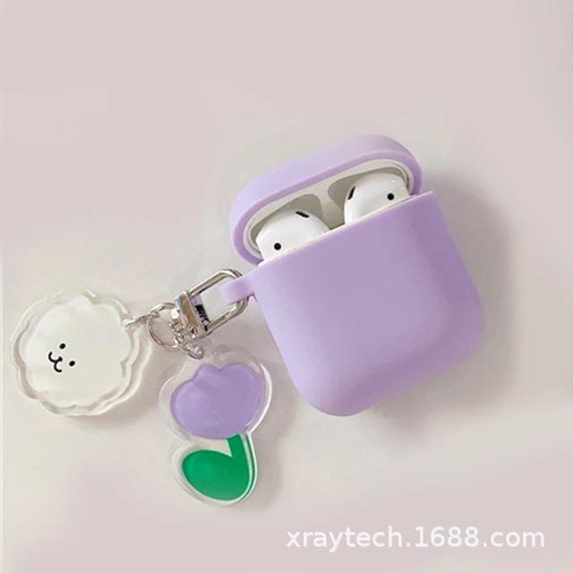 ins cute flower cloud keychain for apple AirPods Pro earphone cover 1/1/1 generation silicone soft case