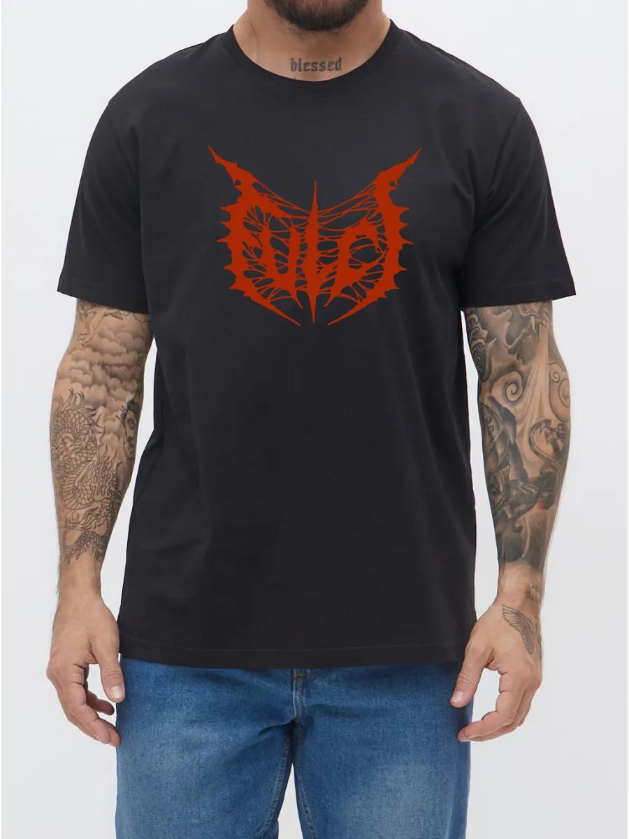 Black t-shirt with pumpkin and skeleton print, Halloween style, for the holiday M