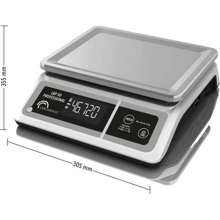 Balance Professionnelle - LBP 50 Professional - USB - Gris - LITTLE BALANCE - Balance De Cuisine - 50 Kg