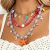 European and American Dopamine Color Beaded Starfish Neck Chain Necklace, Sweet and Cool Ocean Wind Seahorse Coconut Tree Ins Necklace