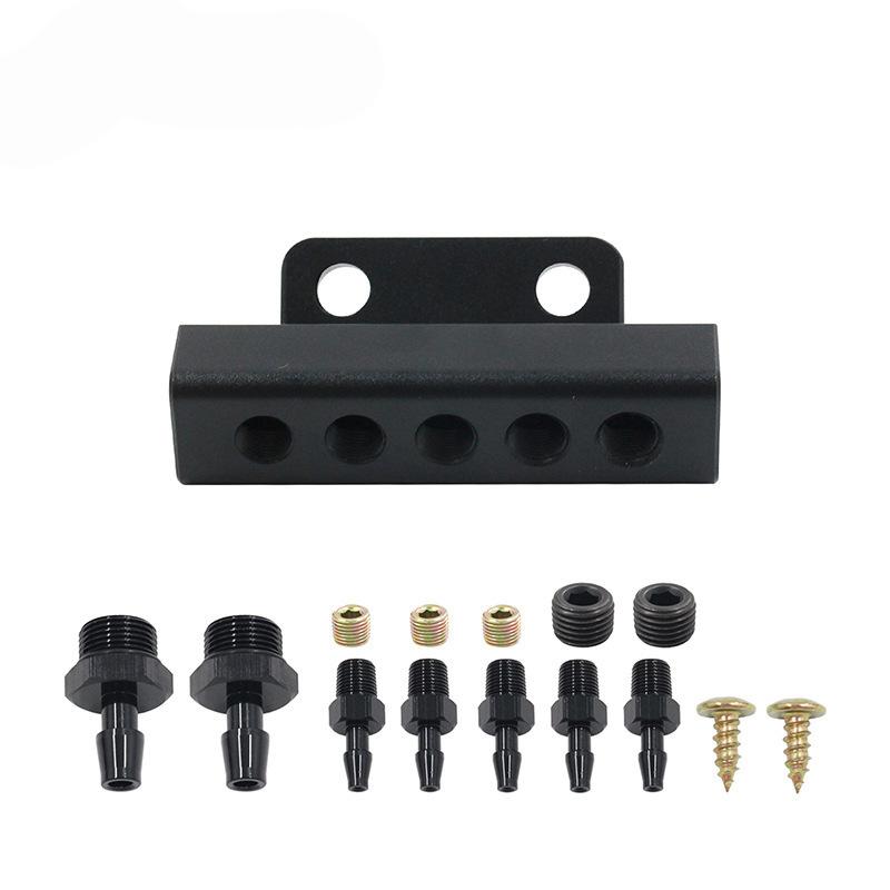 5 Port Car Vacuum Block Intake Manifold Kit Fuel Gas Wastegate Turbo Boost