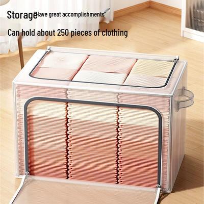 PVC Foldable Clothes Storage Box with Steel Frame – Large Capacity Quilted Organizer