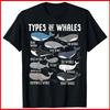 Cute Types Of Whales Ocean Mammals Guide Whale Black Cotton T-Shirt S-5XL