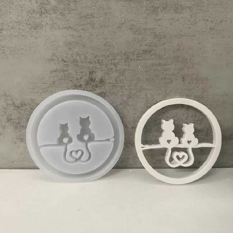 Candle Holder Silicone Molds Rings Cats Dog Candlestick Mould Craft Supplies Plaster Molds for Table Decorations