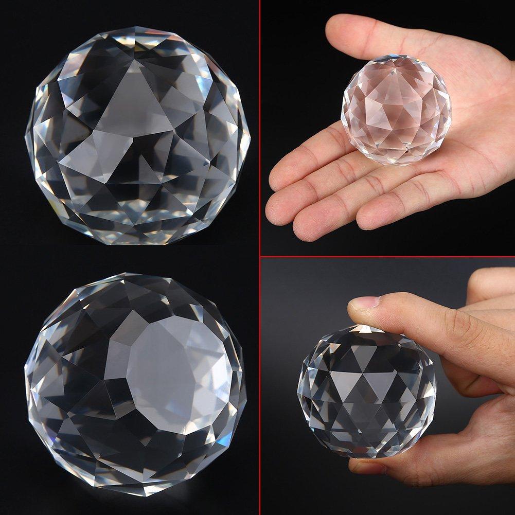 Multi-faceted Suncatcher Crystal Ball, Translucent, 80mm, for Home Decor, Crystal Glass, Perfect for Windows or Entryways