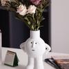 White Ceramic Vase Nordic Human Shape Flower Pot Modern Art Dry Flower Holder Living Room Desktop TV Cabinet Home Decor Ornament