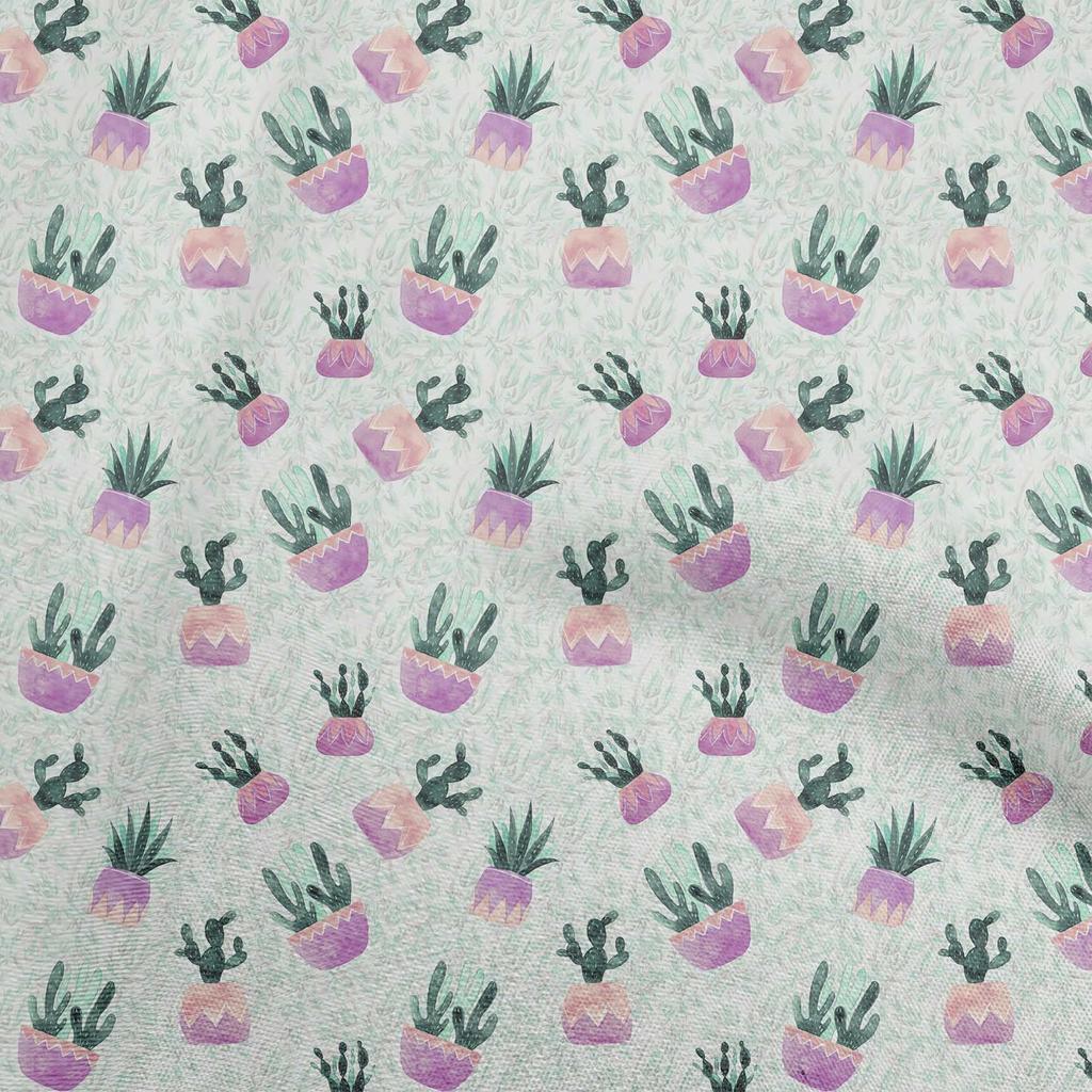oneOone Georgette Viscose Gray Fabric Cactus Fabric For Sewing Printed Craft Fabric By The Yard 42 Inch