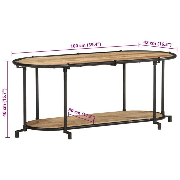 VidaXL TV Stand 100x42x40 Cm Solid Raw Mango Wood, TV Bench, Hi-fi Cabinet, TV Console, TV Buffet, Multimedia Cabinet, 4013488