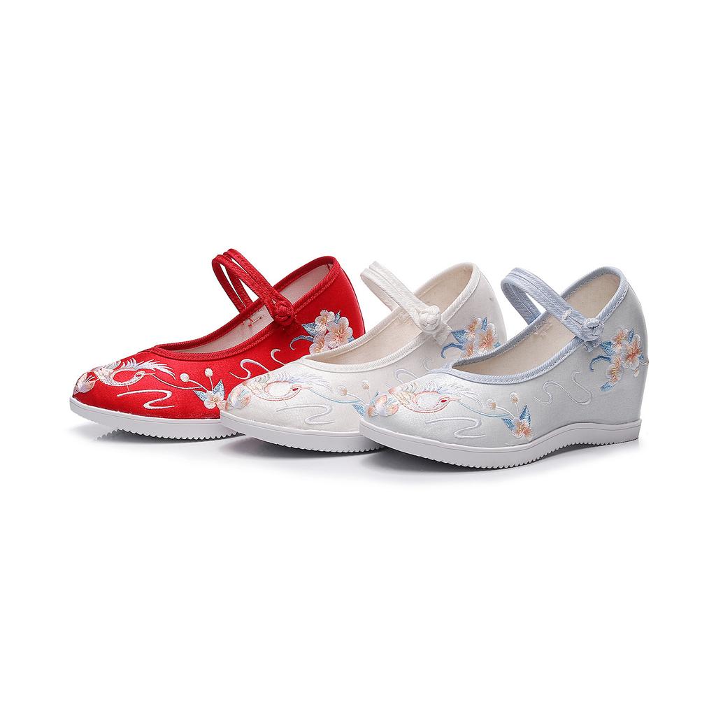 Man Dance, New Inner Height Increase Round Head Old Beijing Cloth Shoes for Women with Hanfu High Heel Platform Embroidered Shoes