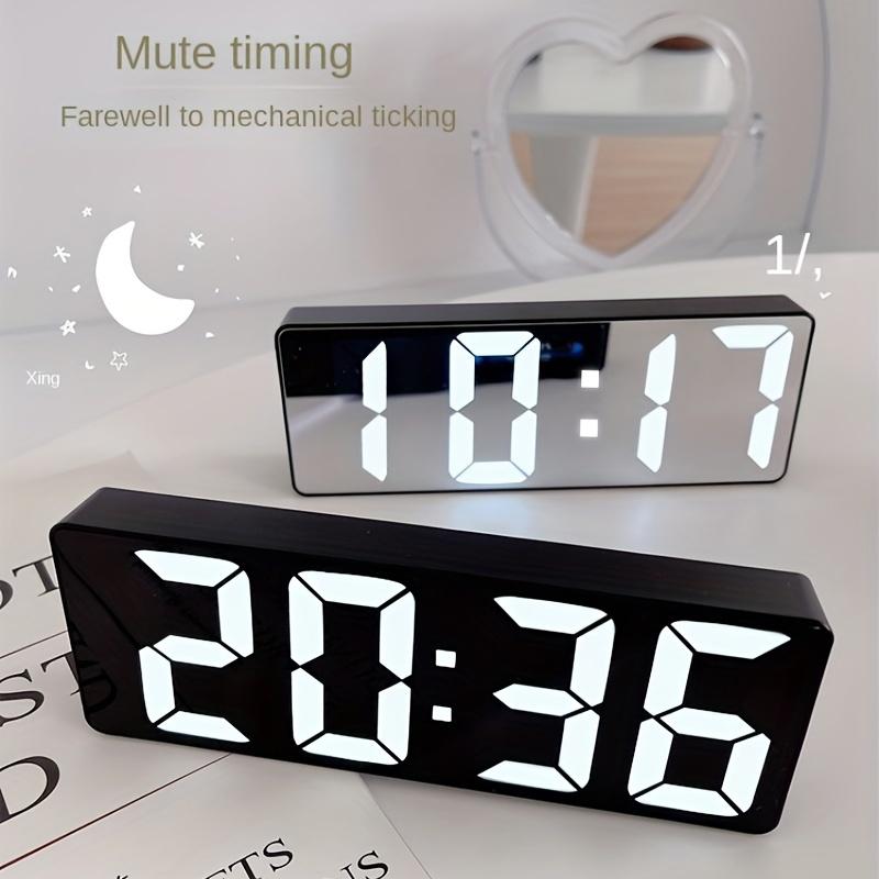 Modern LED Digital Alarm Clock with Temperature & Adjustable Brightness - Large LCD-like Display, 12/24H Time