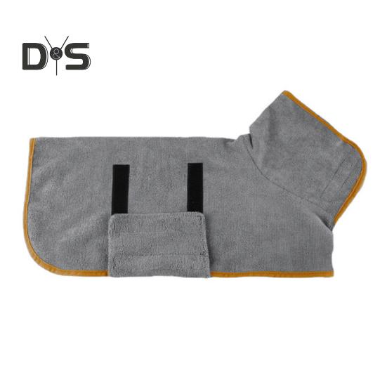 

Халат из микрофибры для собак, полотенце, супервпитывающее сушильное полотенце, регулируемая застежка на талии, можно стирать в машине, банное полотенце для собак для маленьких, средних, крупных домашних животных S серый