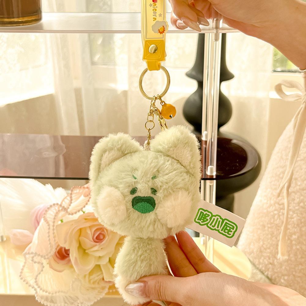 2pcs/set Funny Plush Animal Pendant Fur Cartoon Doll Keychain Purple Cute Cat Key Ring  Daily