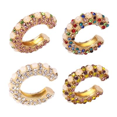 Retro Metal Diamond-encrusted Colored Ear Clips, No Ears