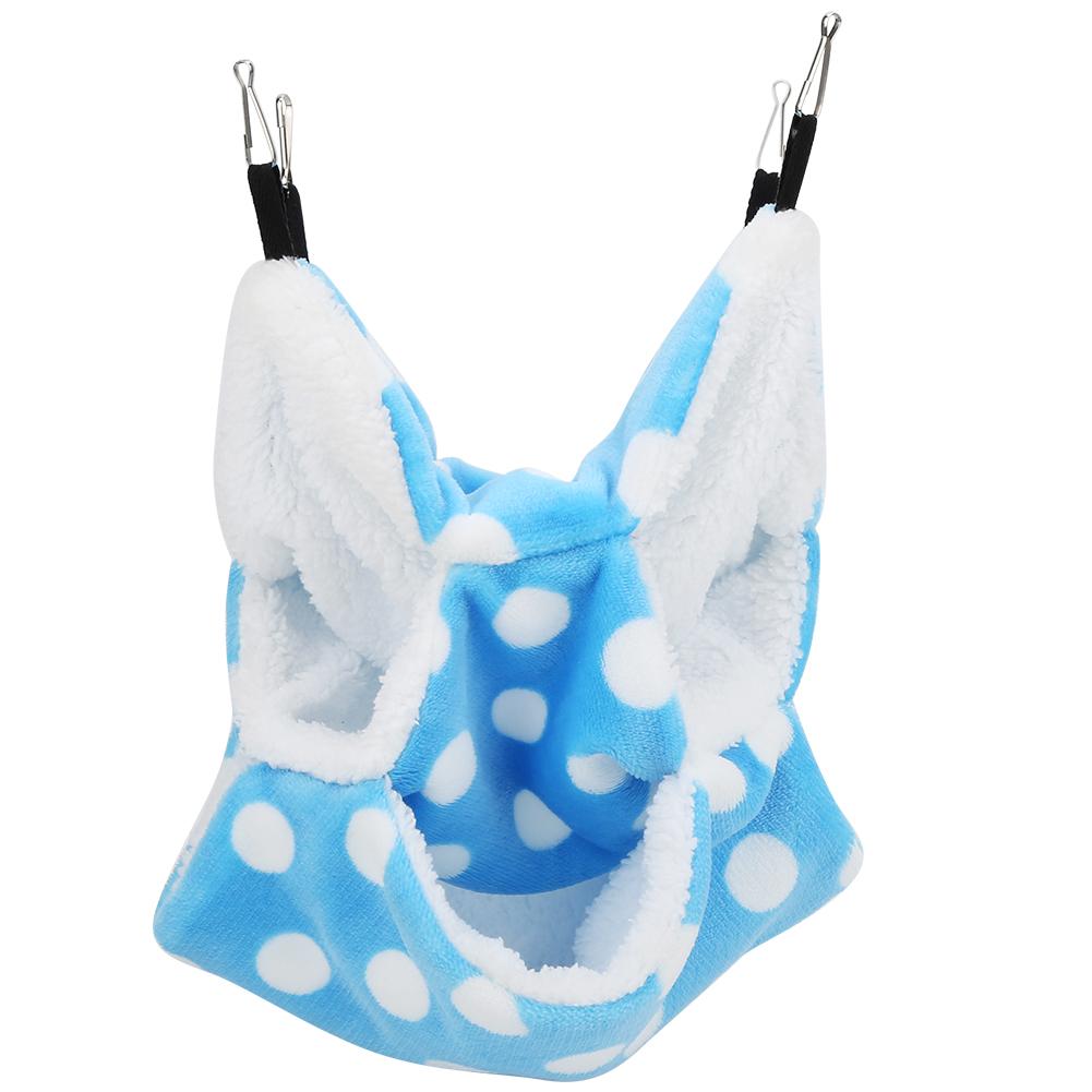 Blue Flannel Hamster Three Layers Warm Hammock Hanging Bed House for Small Pets Sugar Glider ChinchillaBlue