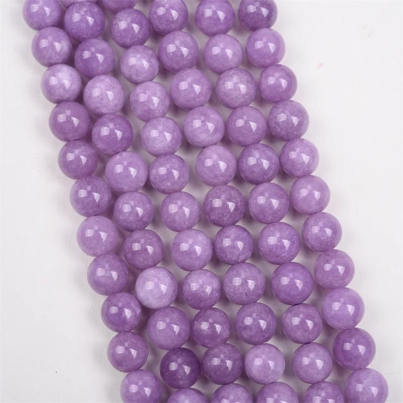 Lila-violette Chalcedon-Runde Perlen zur Schmuckherstellung – Lose Perlen für Armbänder und Halsketten