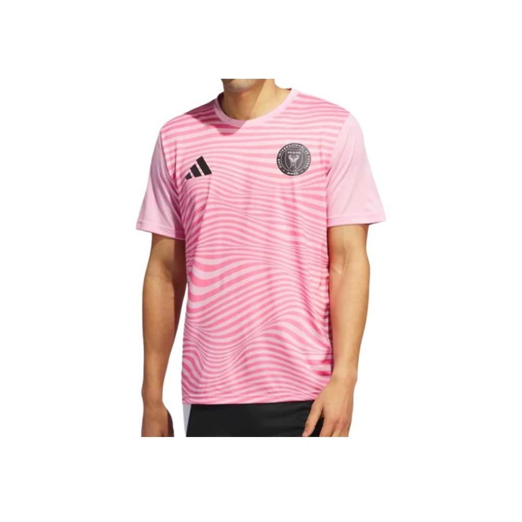 Adidas Logo Print Round Neck Pullover Short Sleeve T-Shirt Men T-Shirts Pink JJ2590