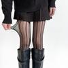 Fashion Women's High Waist Fishnet Pantyhose Elegant Vertical Striped Patterned Breathable Sheer Mesh Tights Stockings