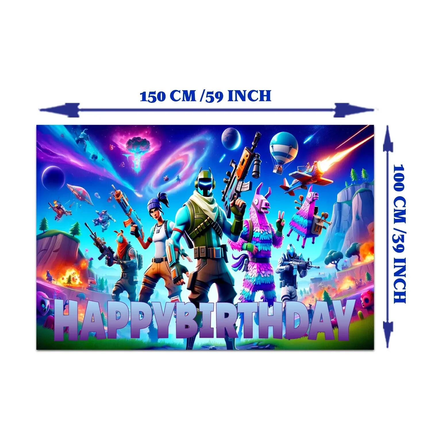 

Fortnite Стрілялка Декорації для Дня Народження Банер на День Народження Топпер для Торта 24 Топпери для Капкейків 18 Повітряних Куль Фон