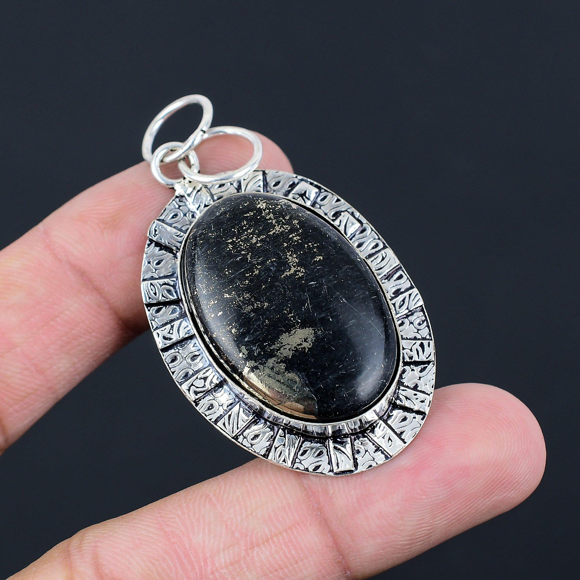 Sterling Silver Solar Chakra Pyrite Gemstone Engagement Daughter Ethnic Pendant