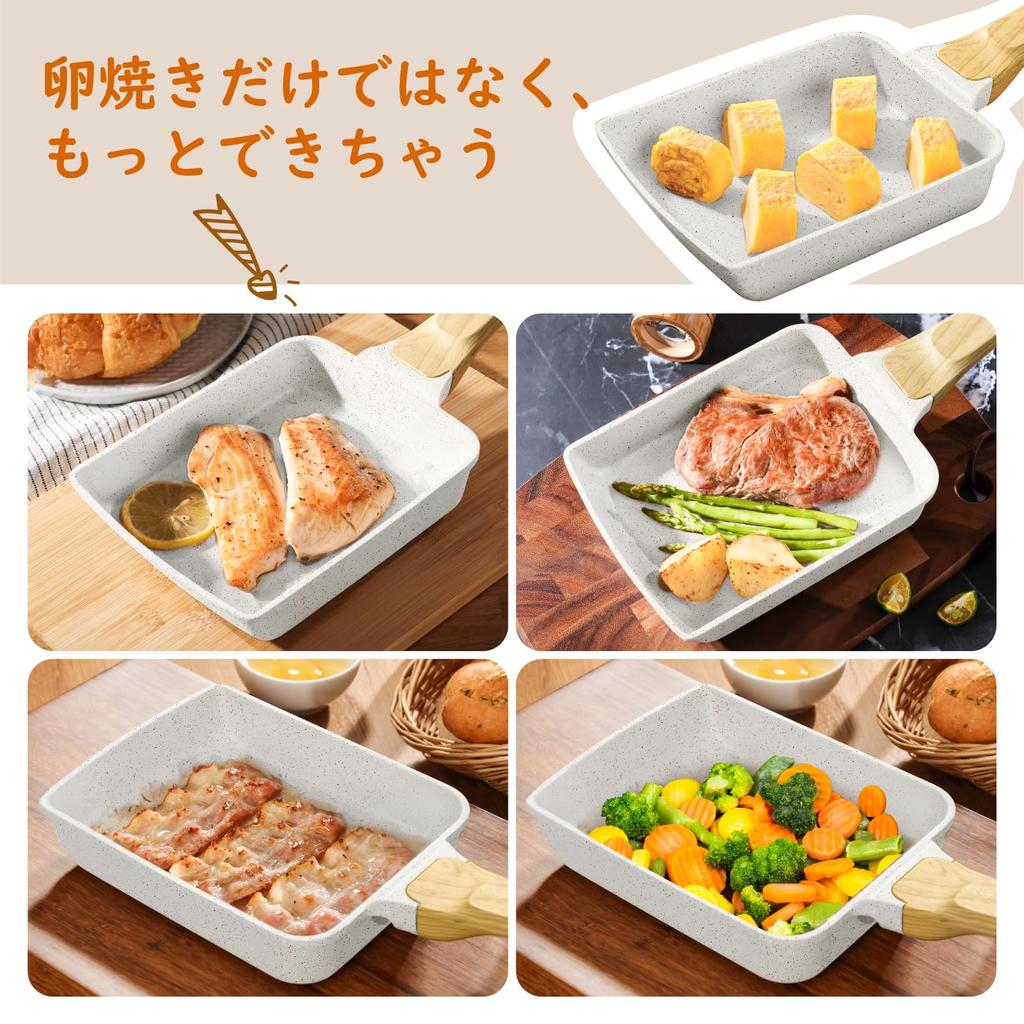 SENSARTE Tamagoyaki Frying Ceramic Includes IH Gas Fire PFOA Easy To Easy To Comes with a Turner Pan, Coating, Spare, 18cm15cm, Compatible,