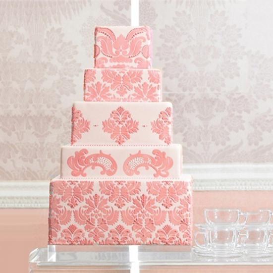 Szablon do tworzenia kartek Wielofunkcyjny plastikowy szablon damasceński do ciasta na wesele