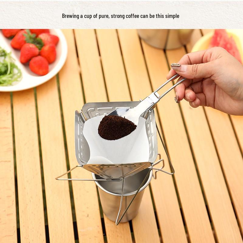 Portable Stainless Steel Pour-Over Coffee Drip with Folding Stand