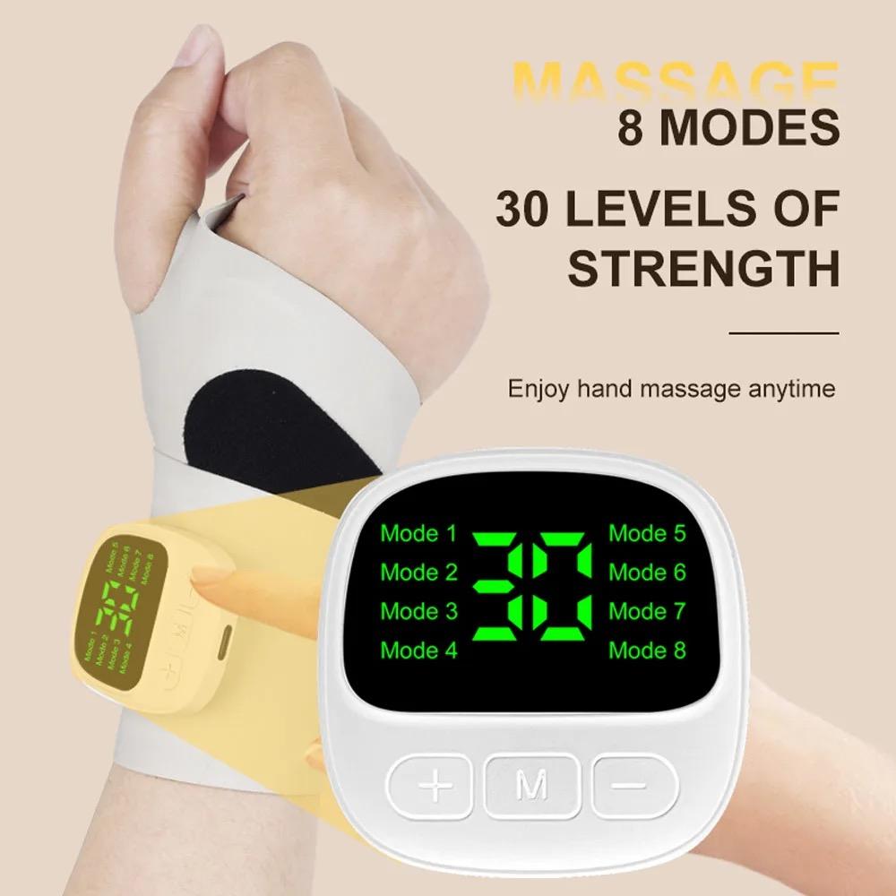 8 Modes 32 Levels Wrist Massager Electric Rechargeable Hand Vibration Massage Relieves Tenosynovitis And Carpal Tunnel Fatigue