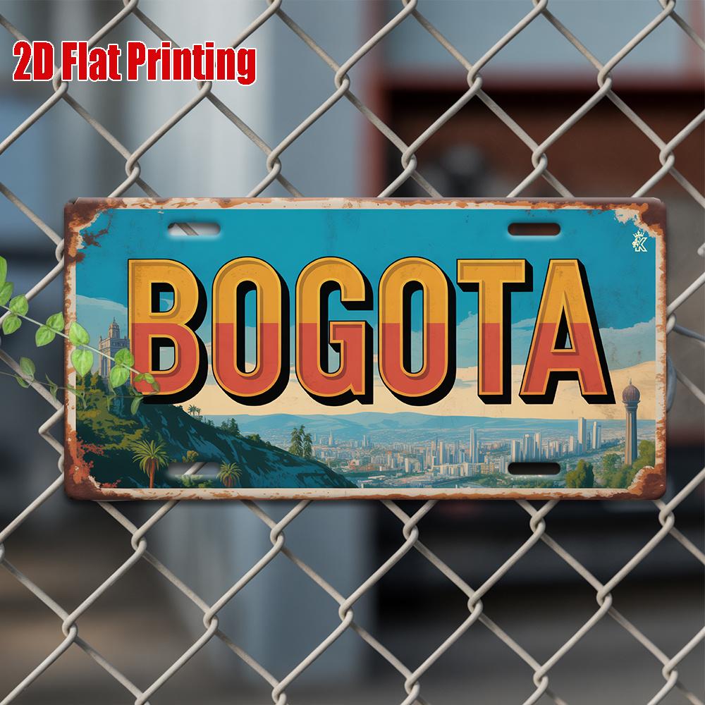

Bogota Colombia Mountain Cityscape Themed Aluminum Metal Sign D Flat Printing Distressed Vintage License Plate Style Wall Decor 15x30cm(5.9x7.8inch)