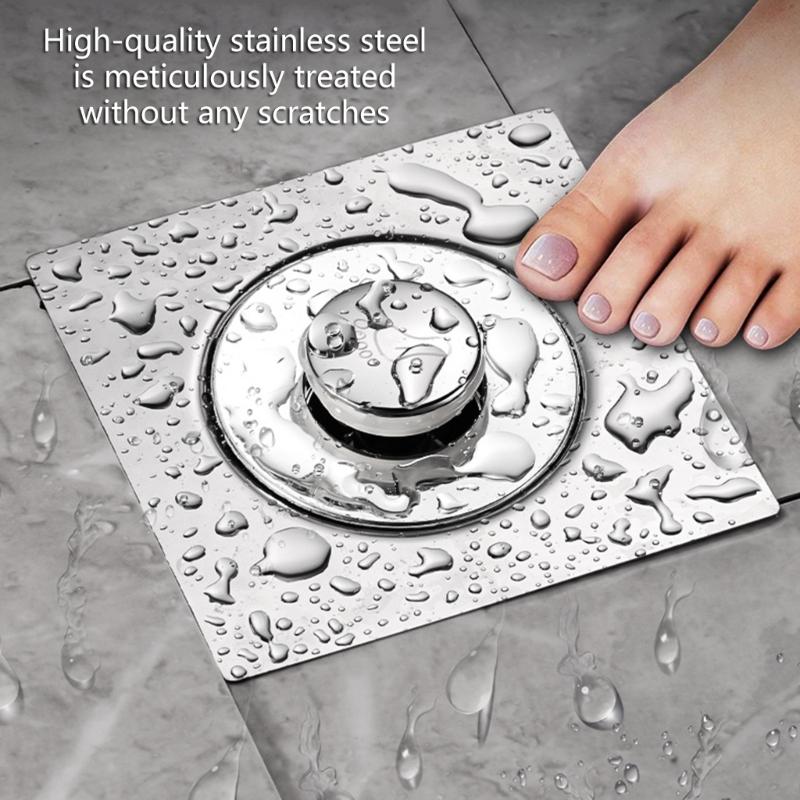 Foot Floor Drain Strainer Bounce Type Square Shower Drain Hair Catcher Strainer for Bathroom Shower Easy To Use