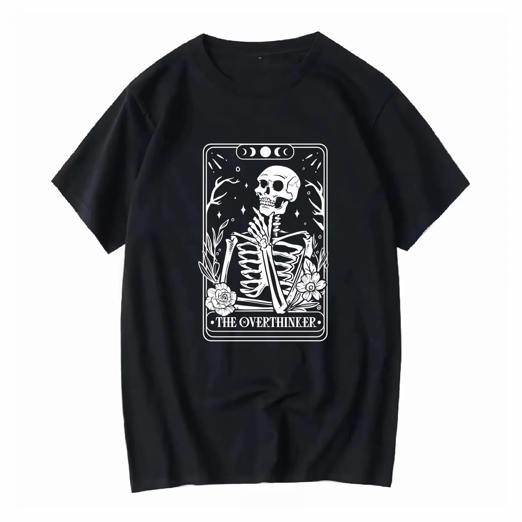

The Overthinker Tarot Card T Shirt Skeleton Lover Long or Short Sleeves Vintage Washed Stylish Stretched Versatile Casual 4XL
