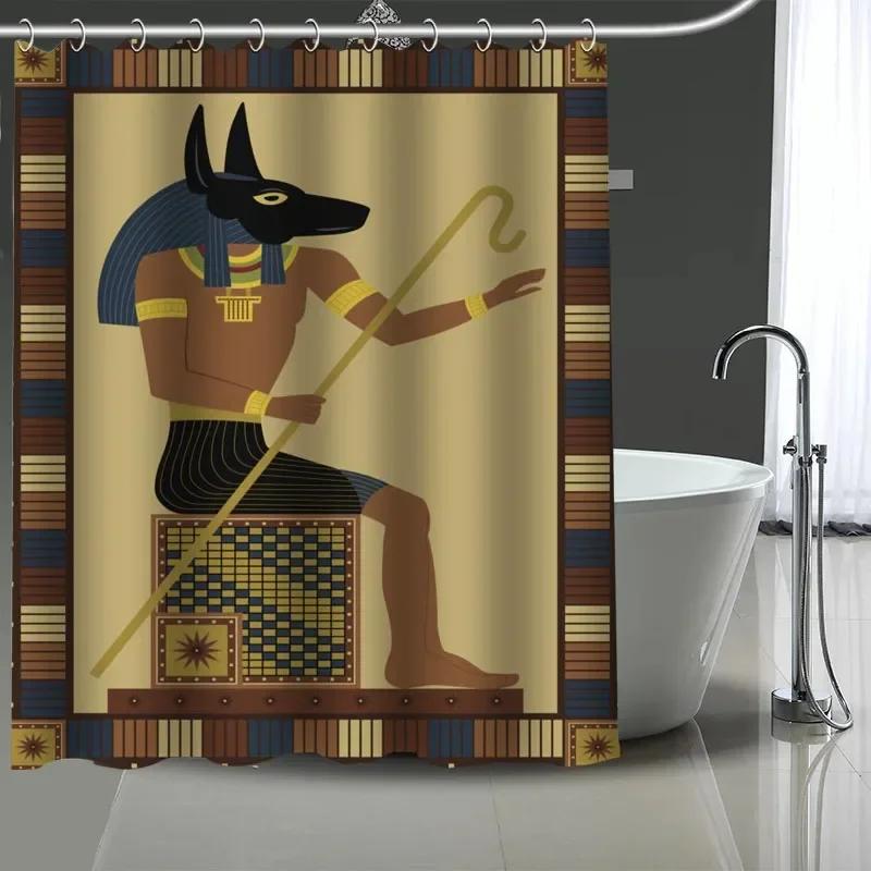 Egyptische Anubis Egyptische Cultuur Grote Douchegordijn, Waterdicht Polyester Stof Met 12 Haken, Huis Decoratie
