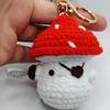 Pirate Mushroom Pendant Keychain for Decoration Handmade Crochet Doll Keyring Bag Accessories for Craft Enthusiasts
