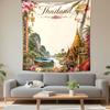 Thailand Tapestry Wall Hanging, Tropical Travel Poster Art, Boho Wall Decor for Bedroom Living Room Dorm