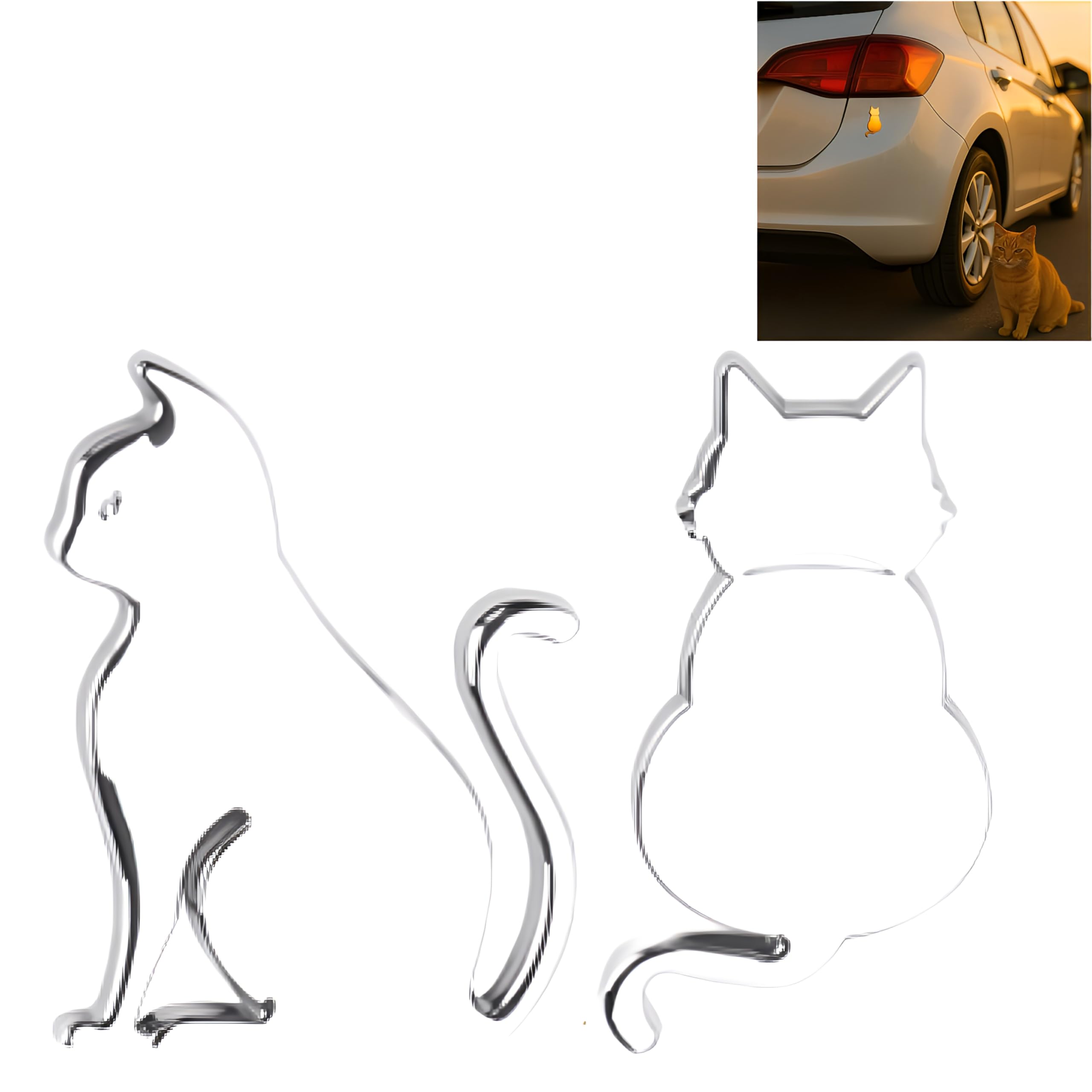 

Car Cat Emblem Sticker 3D Metal Set of 2 Waterproof Stickers Decal Car Sticker серебряный