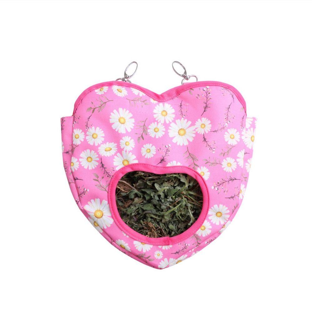 Hanging Heart-Shape Hay Bag Cute Feeding Dispenser Container Rabbit Feeding Bag  Hamster