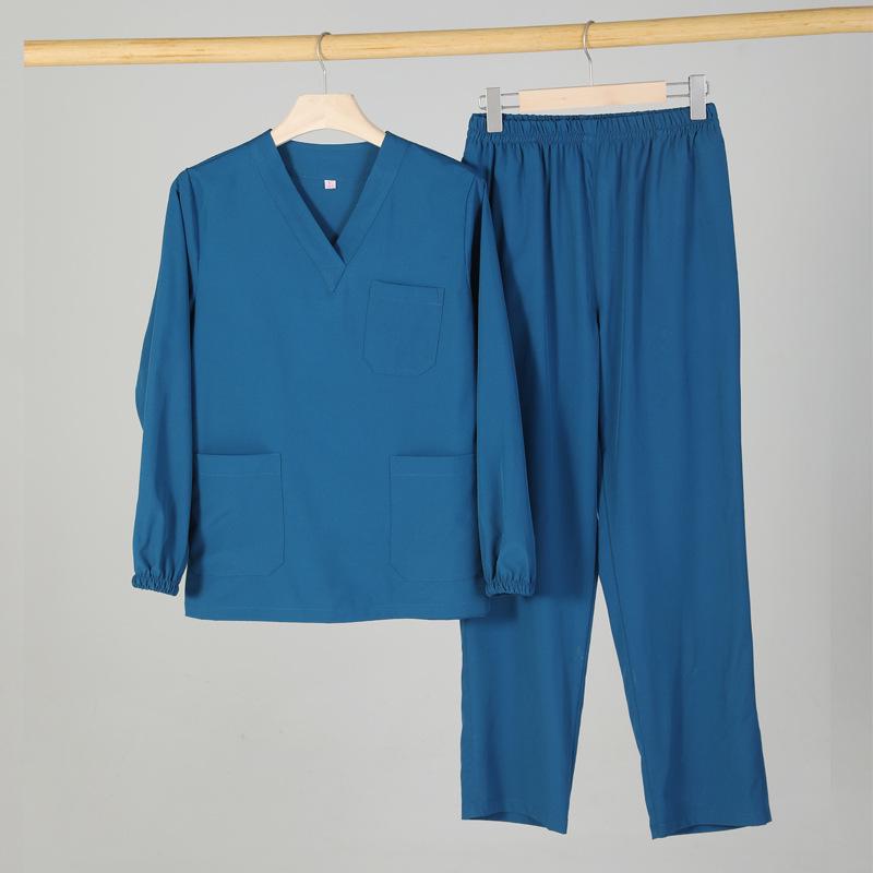 Elastic V-neck Doctor & Nurse Work Uniform - Washable Surgical Gown Suit Set.